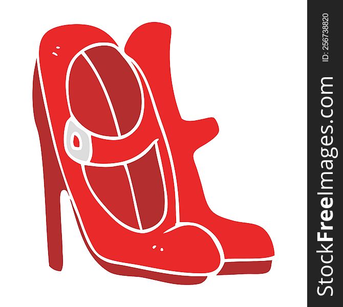 flat color illustration of a cartoon high heeled shoes
