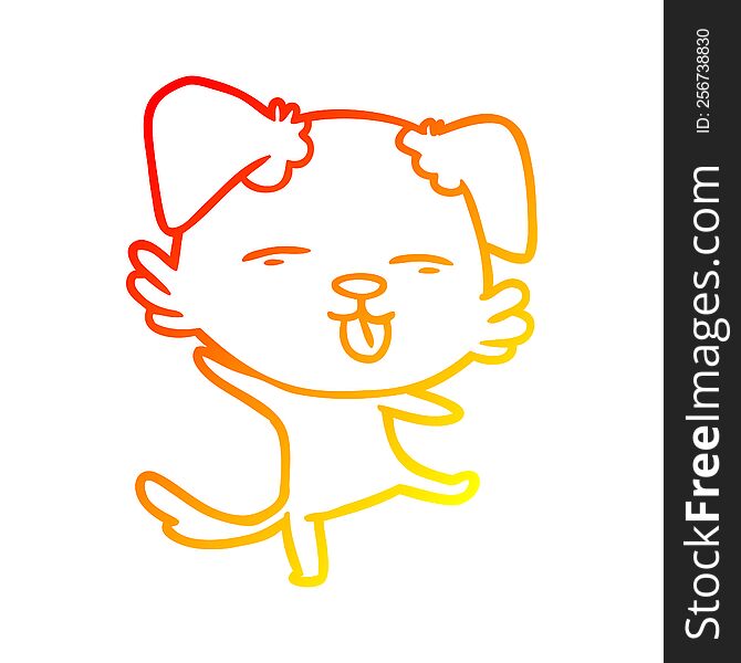warm gradient line drawing of a cartoon dancing dog