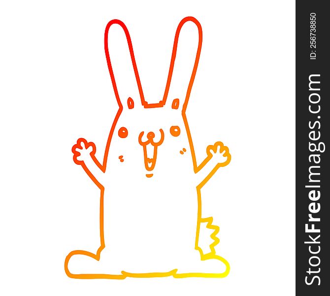 warm gradient line drawing of a cartoon rabbit