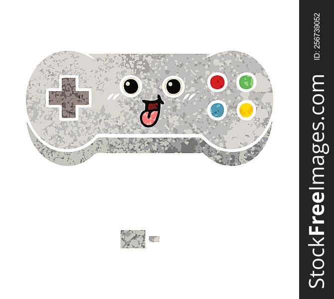 retro illustration style cartoon game controller