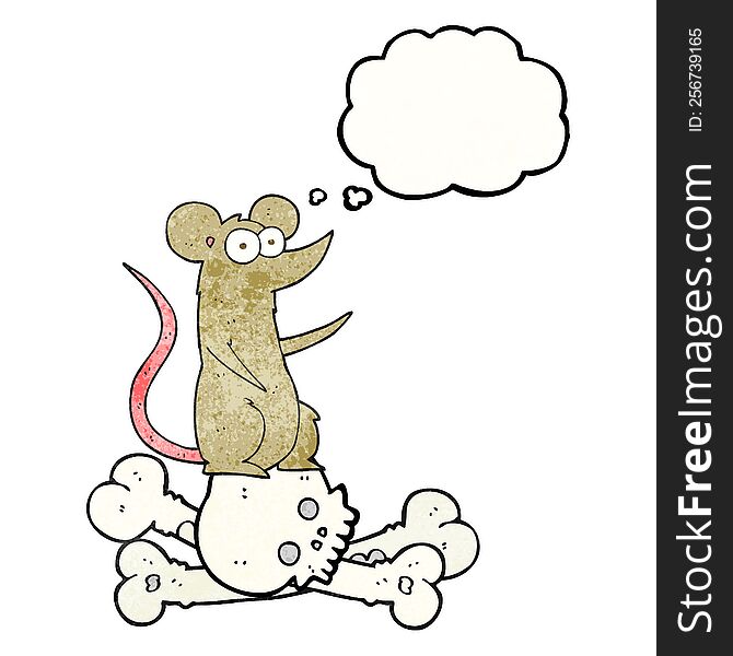 Thought Bubble Textured Cartoon Rat On Bones
