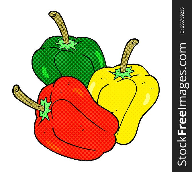 freehand drawn comic book style cartoon peppers