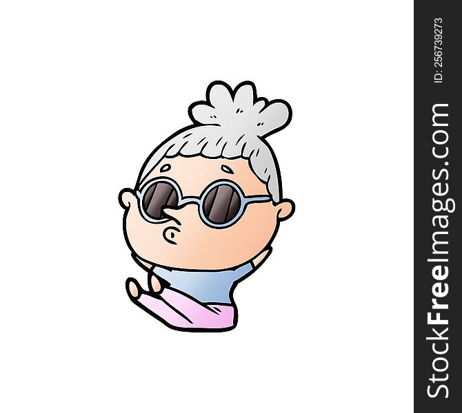 cartoon woman wearing sunglasses. cartoon woman wearing sunglasses