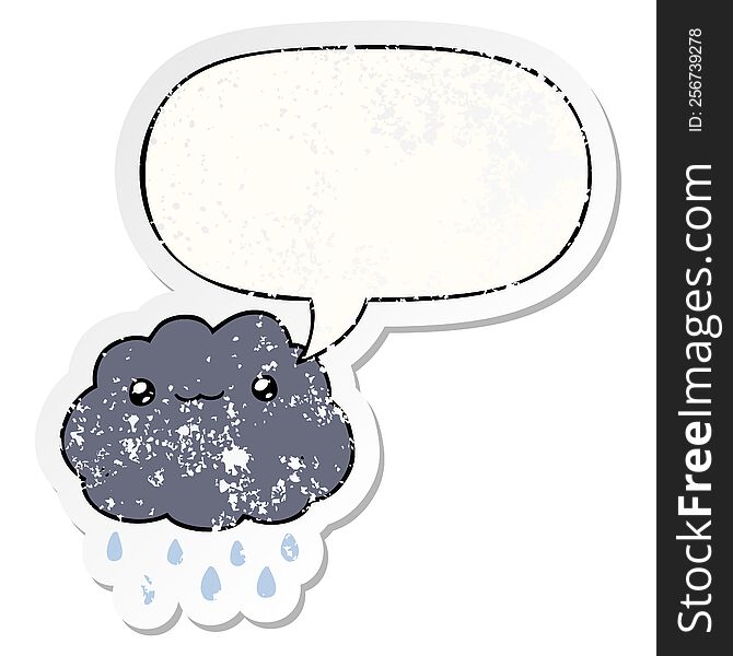 Cartoon Cloud And Speech Bubble Distressed Sticker