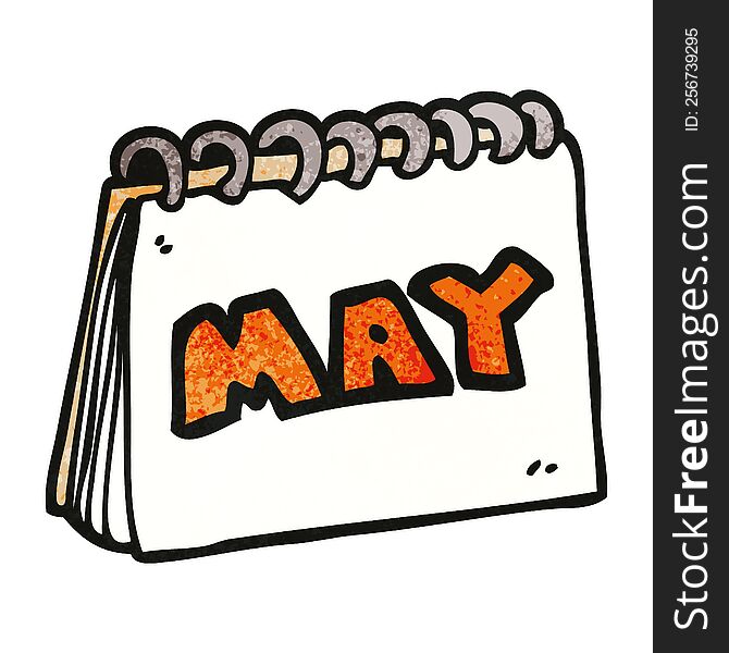 cartoon doodle calendar showing month of may