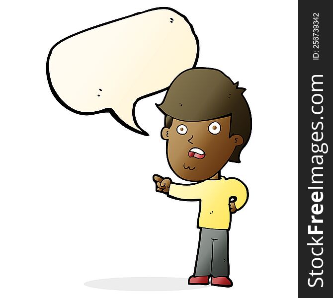 Cartoon Shocked Man Pointing With Speech Bubble