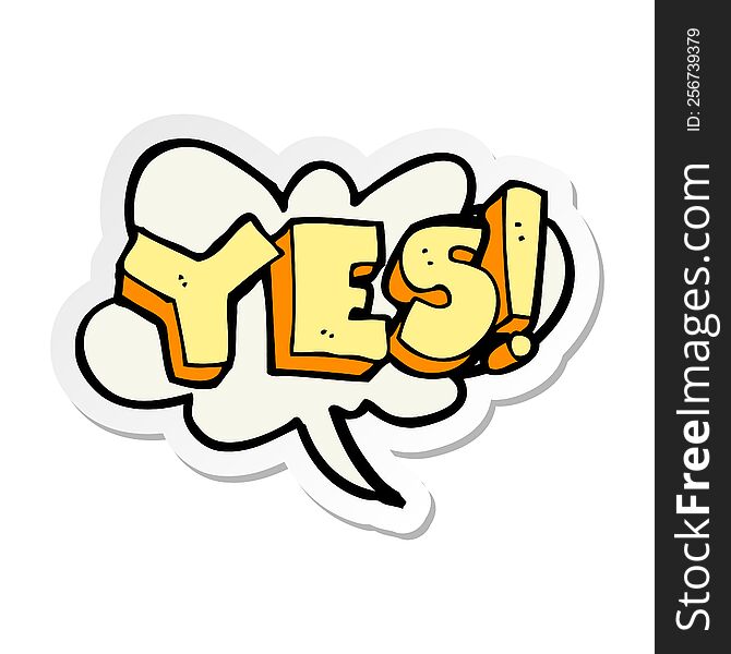 sticker of a cartoon yes design element