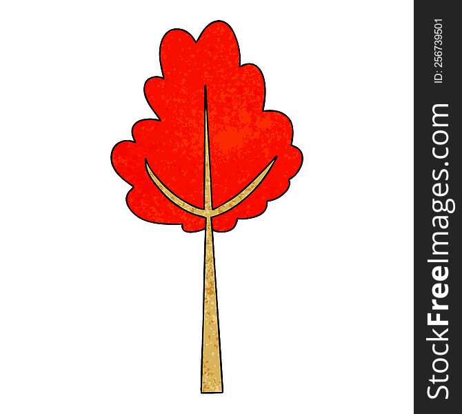 Quirky Hand Drawn Cartoon Tree In Fall