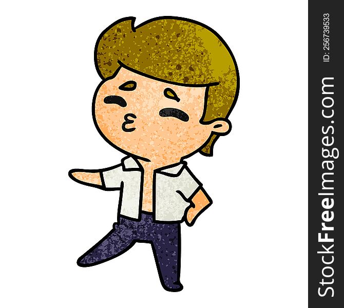 Textured Cartoon Kawaii 1950 Cute Boy