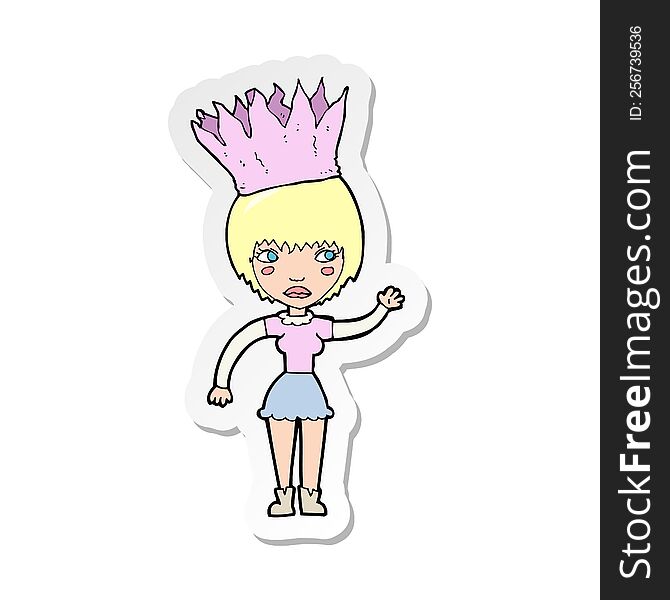 sticker of a cartoon woman wearing paper crown