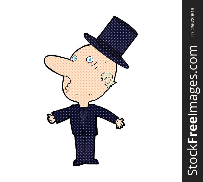 Cartoon Man Wearing Top Hat