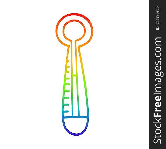 rainbow gradient line drawing of a cartoon hot thermometer