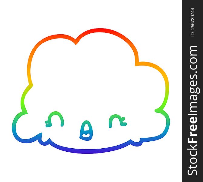 rainbow gradient line drawing of a cartoon cloud