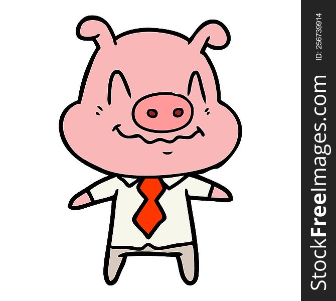 nervous cartoon pig boss. nervous cartoon pig boss