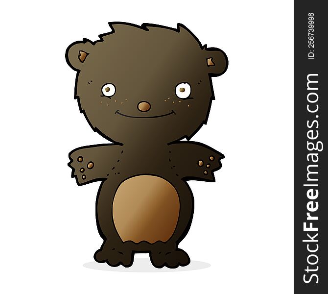 cartoon happy little black bear