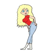 Cartoon Attractive Woman Looking Surprised Royalty Free Stock Photo
