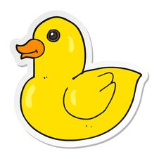 Sticker Of A Cartoon Rubber Duck Stock Images