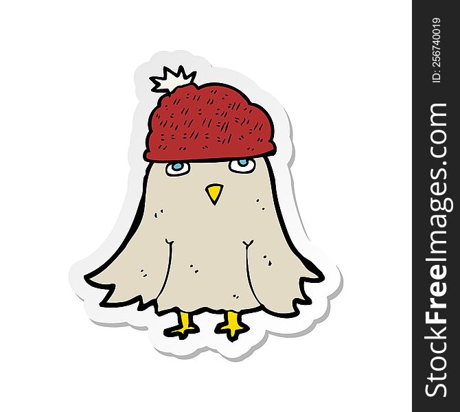 sticker of a cartoon owl wearing hat