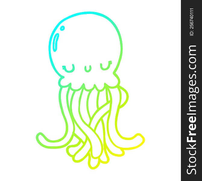 Cold Gradient Line Drawing Cute Cartoon Jellyfish