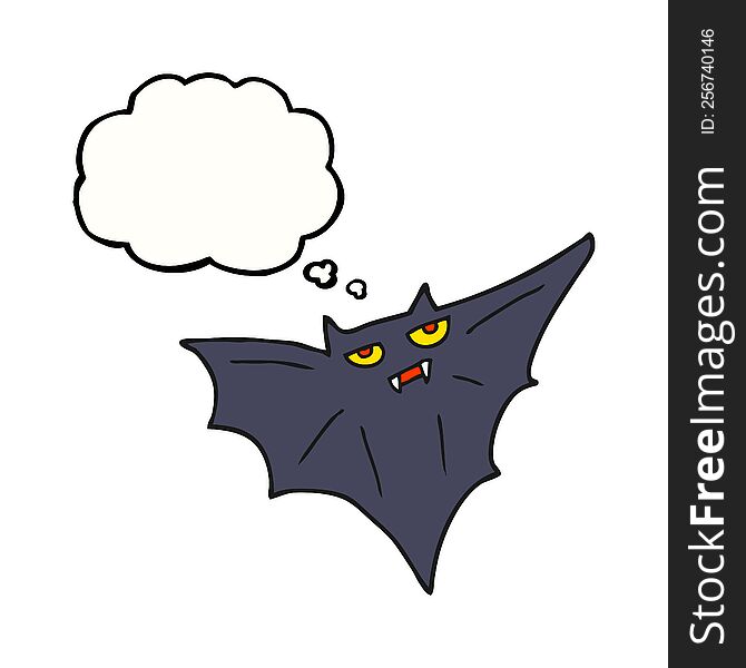 freehand drawn thought bubble cartoon halloween bat