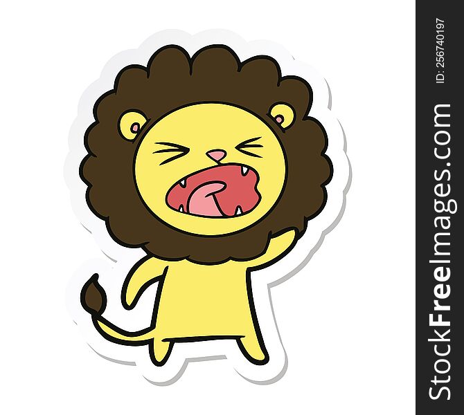 Sticker Of A Cartoon Angry Lion