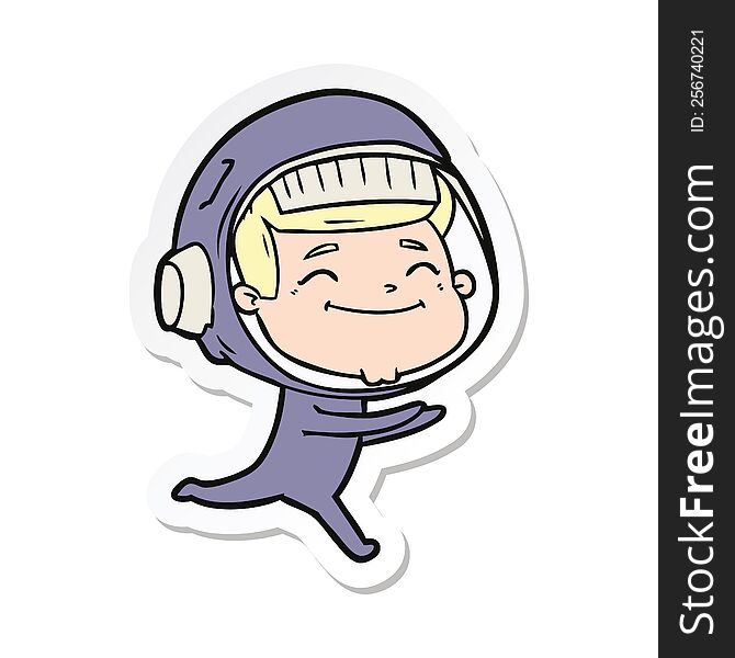 Sticker Of A Happy Cartoon Astronaut