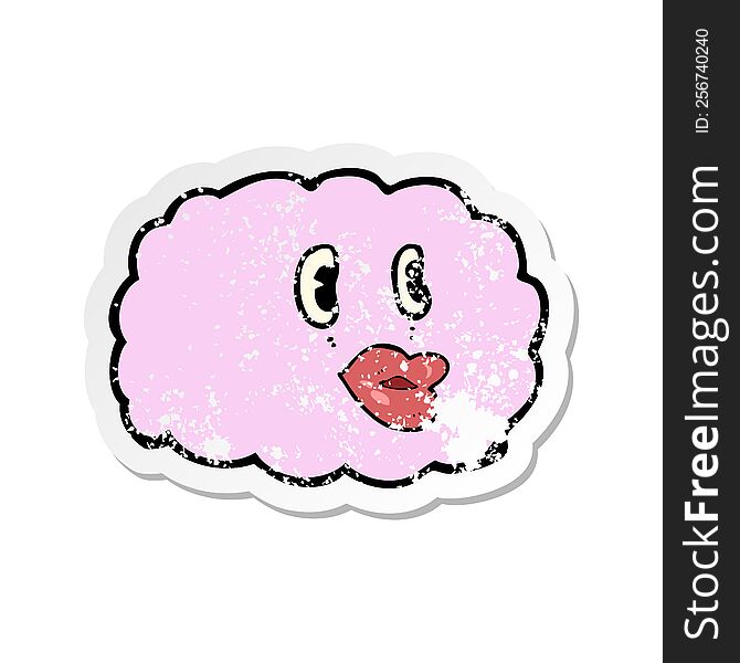 Retro Distressed Sticker Of A Cartoon Cloud Symbol