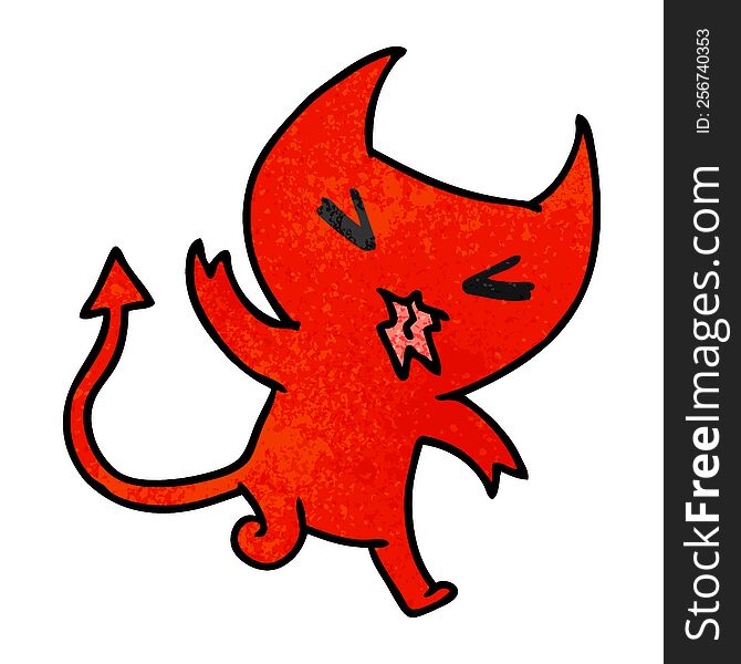 Textured Cartoon Of A Kawaii Cute Demon