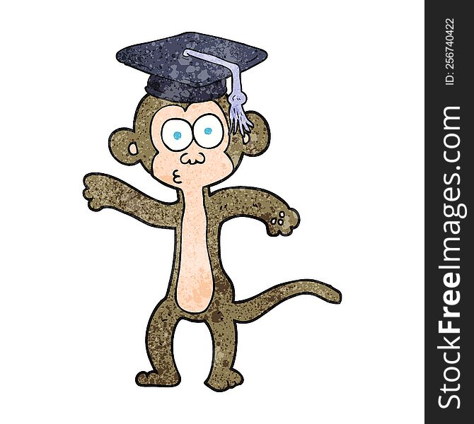 freehand textured cartoon graduate monkey