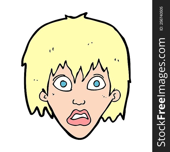 cartoon frightened woman