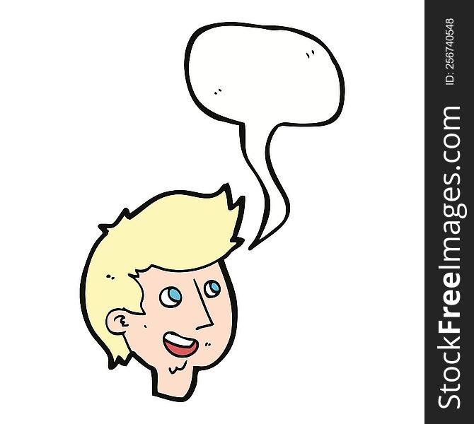 Cartoon Happy Boy Face With Speech Bubble