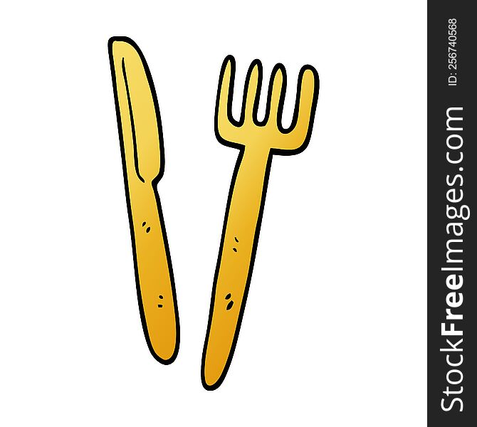 cartoon doodle knife and fork