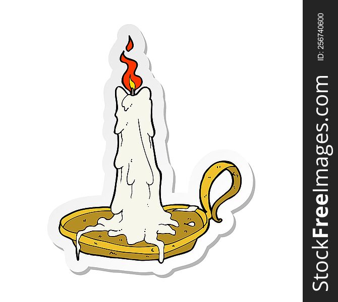 Sticker Of A Cartoon Spooky Dribbling Candle