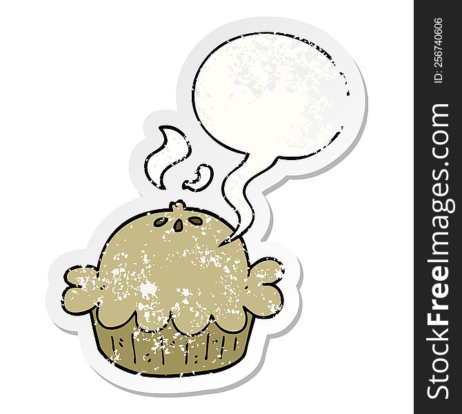 Cartoon Pie And Speech Bubble Distressed Sticker
