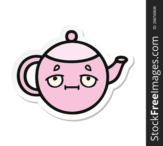 sticker of a cute cartoon teapot