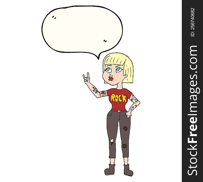 Speech Bubble Cartoon Rock Girl