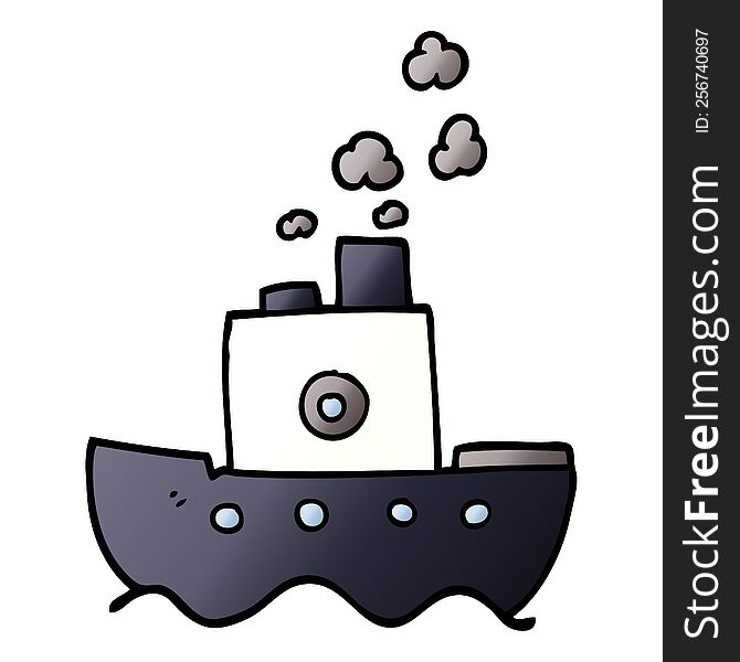 cartoon doodle steam boat