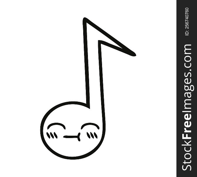 line drawing cartoon of a musical note