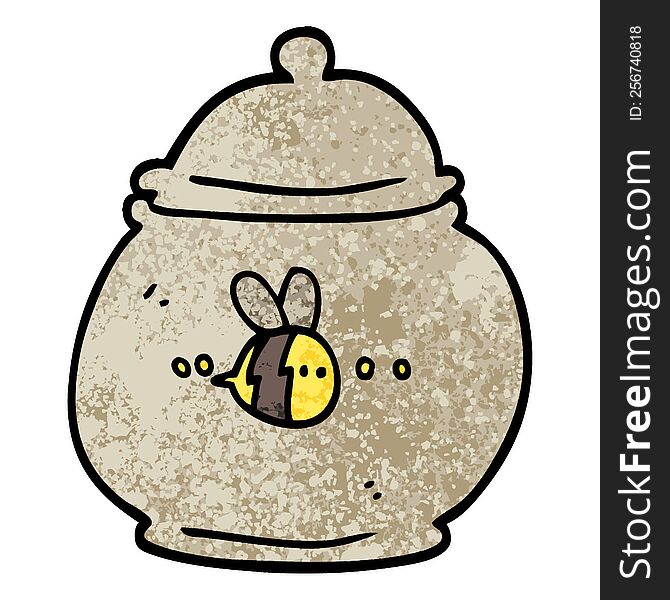 grunge textured illustration cartoon honey pot