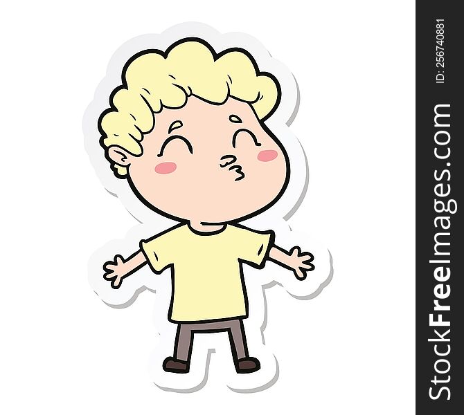 Sticker Of A Cartoon Man Pouting