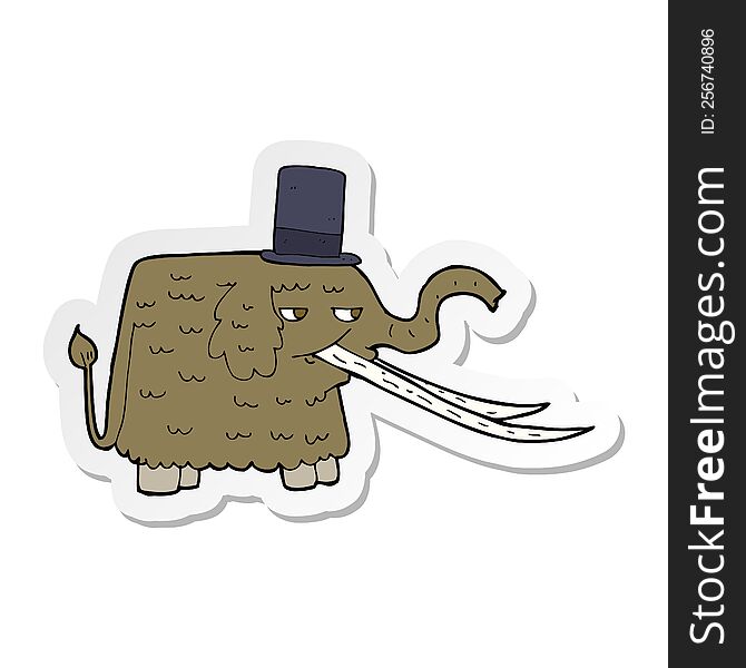 Sticker Of A Cartoon Mammoth