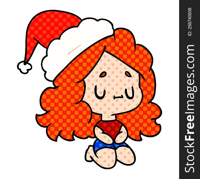 christmas cartoon of kawaii girl