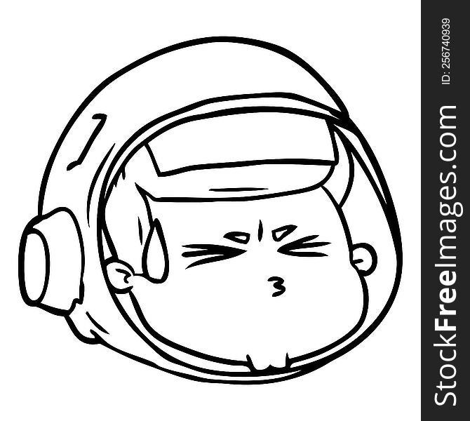 cartoon stressed astronaut face. cartoon stressed astronaut face