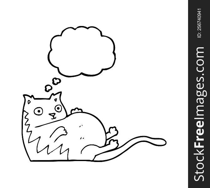 freehand drawn thought bubble cartoon fat cat