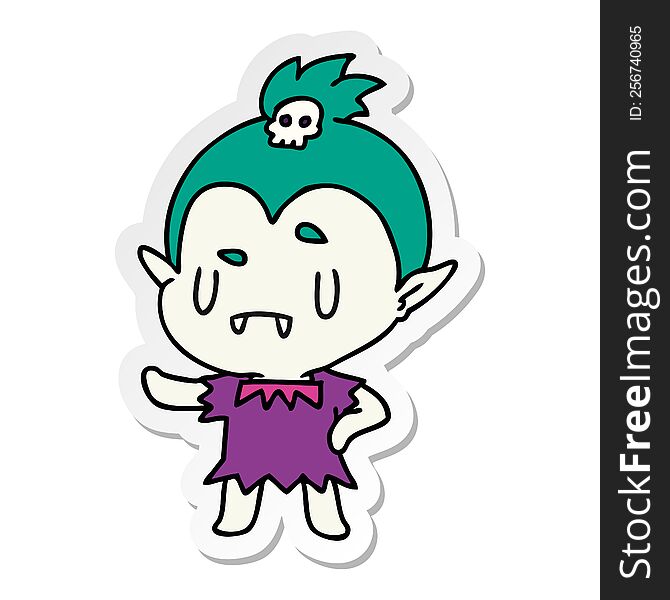 sticker cartoon illustration kawaii of cute vampire girl. sticker cartoon illustration kawaii of cute vampire girl