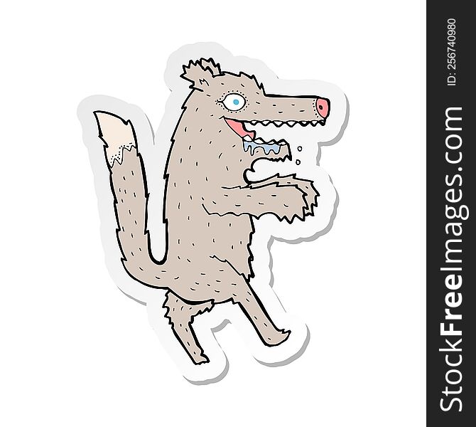 sticker of a cartoon big bad wolf