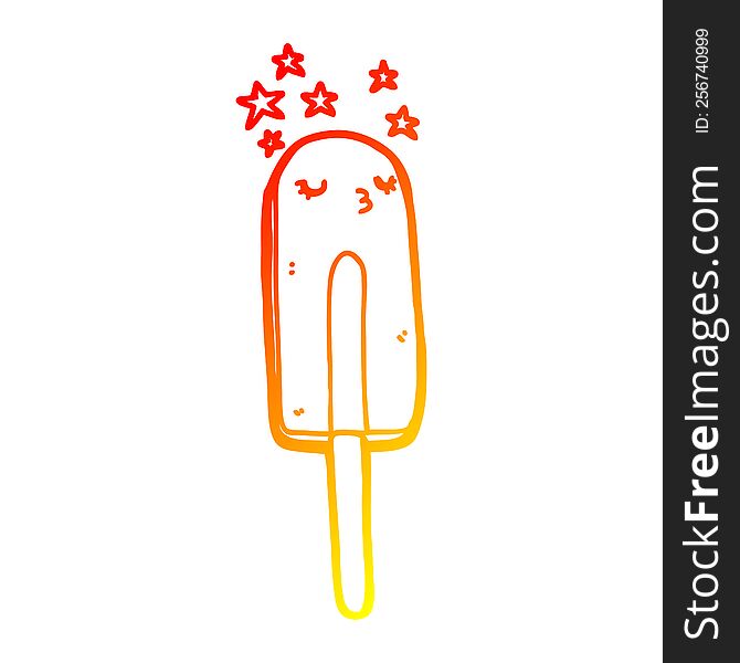 Warm Gradient Line Drawing Cartoon Ice Lolly