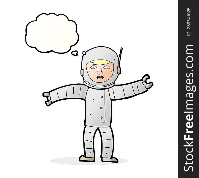cartoon space man with thought bubble