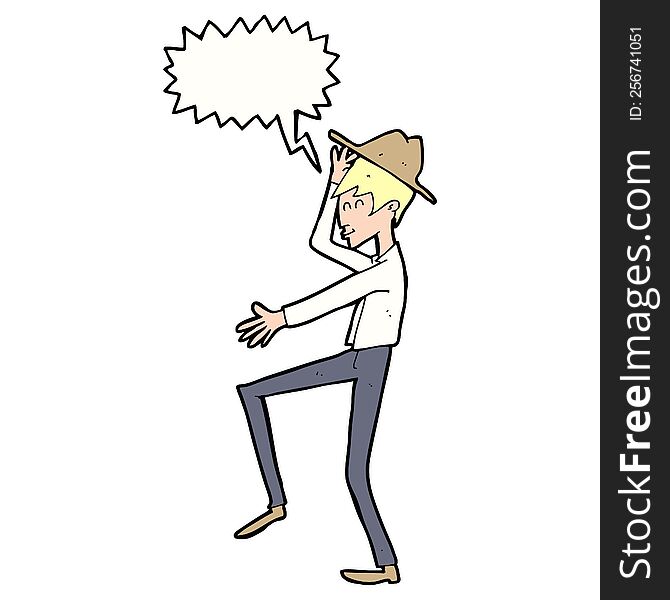 Cartoon Fashionable Man With Speech Bubble