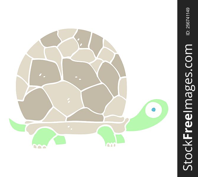 flat color illustration cartoon tortoise